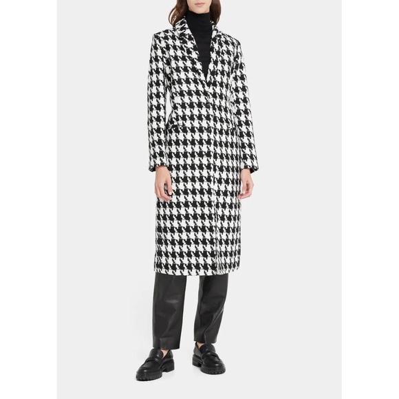 NWT L'AGENCE Xander Single Breasted Coat Black White Size 4 French Chic Academia - Picture 3 of 16